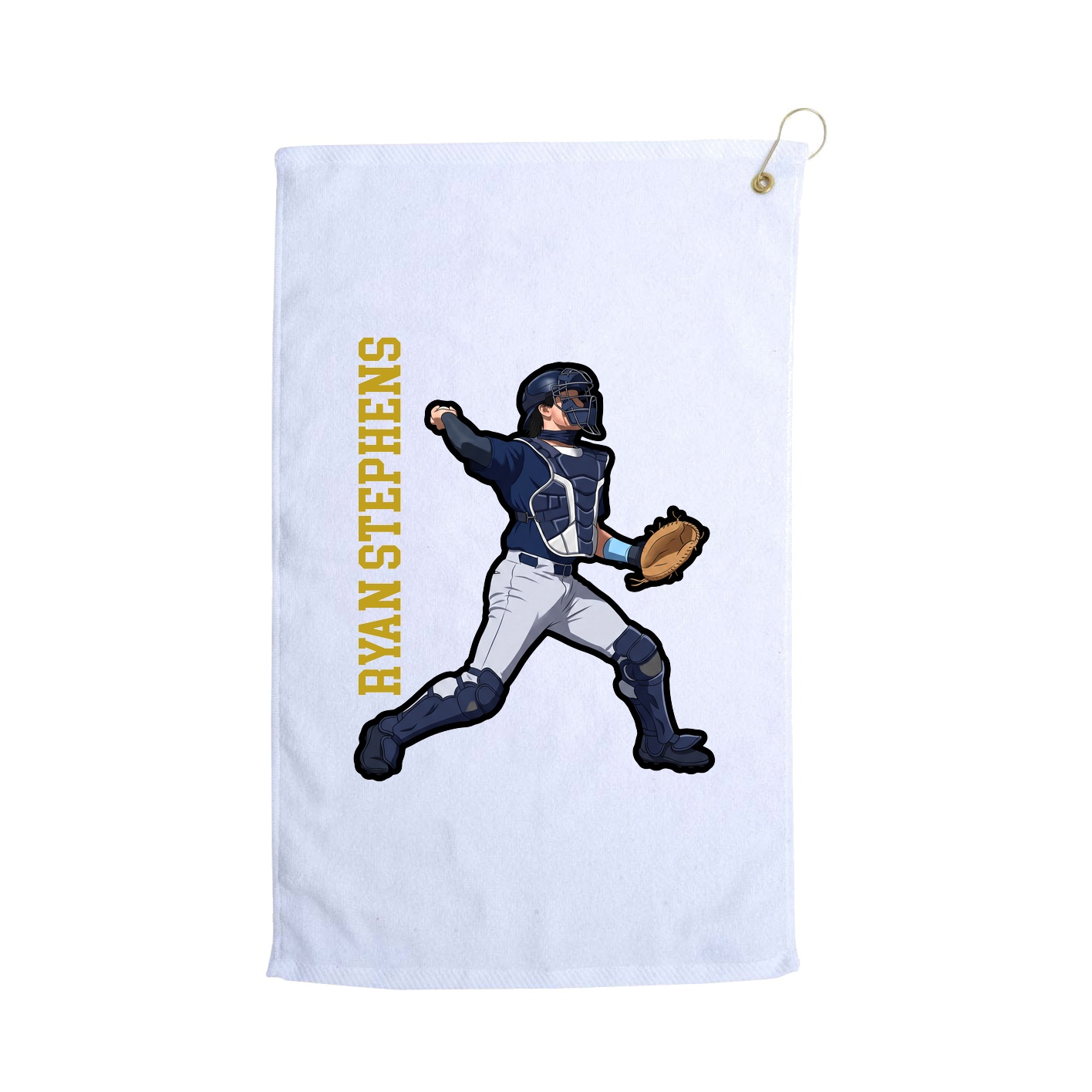 Golf Towel — Name Vertical in White