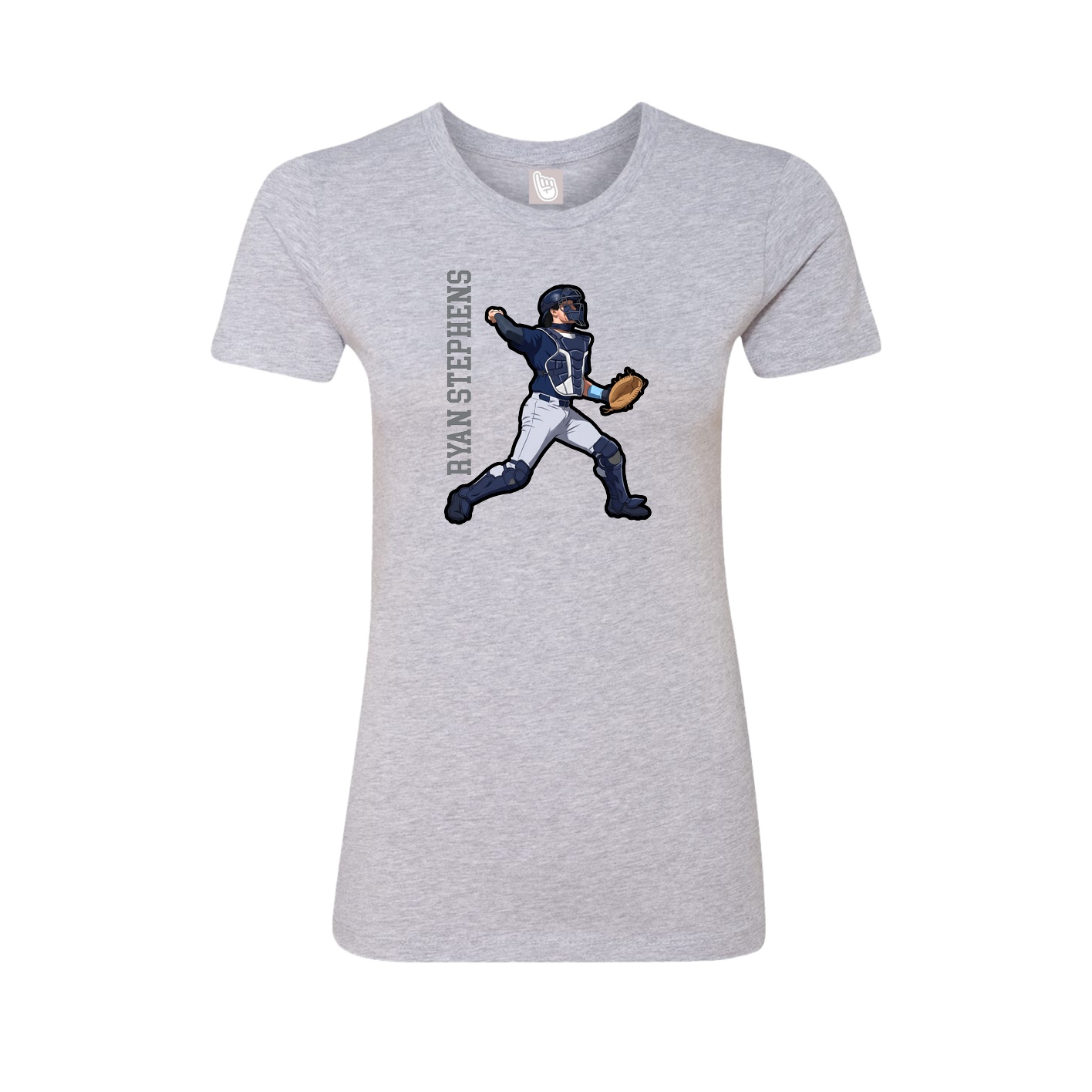Fitted Women's Tee — Name Vertical in Grey