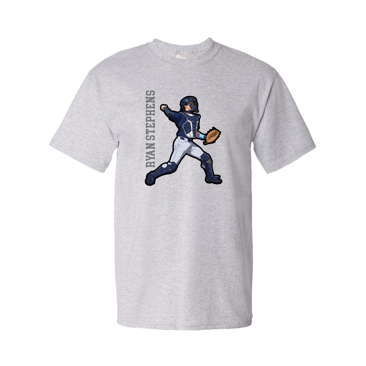 Youth Tee — Name Vertical in Grey