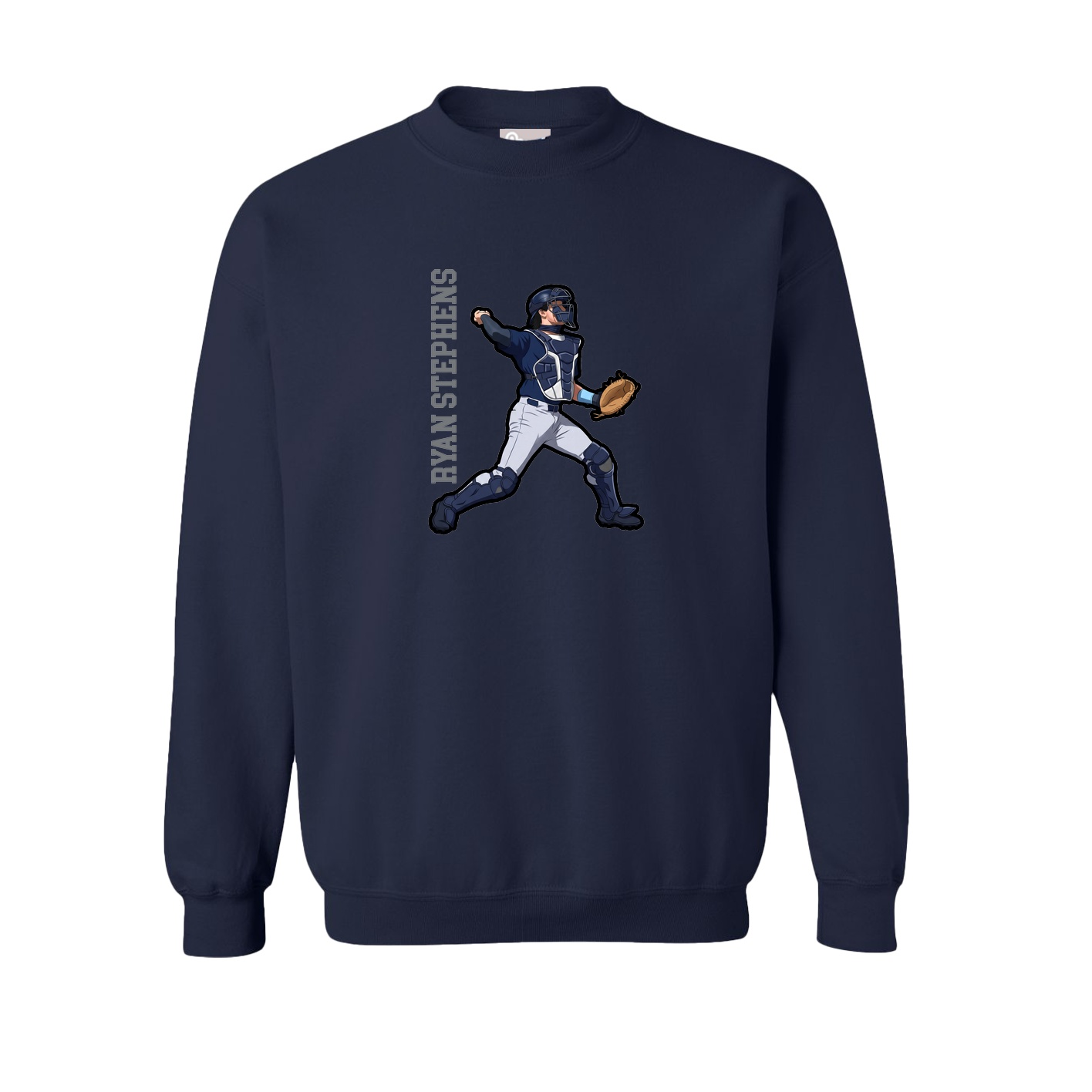 Fleece Crew — Name Vertical in Navy