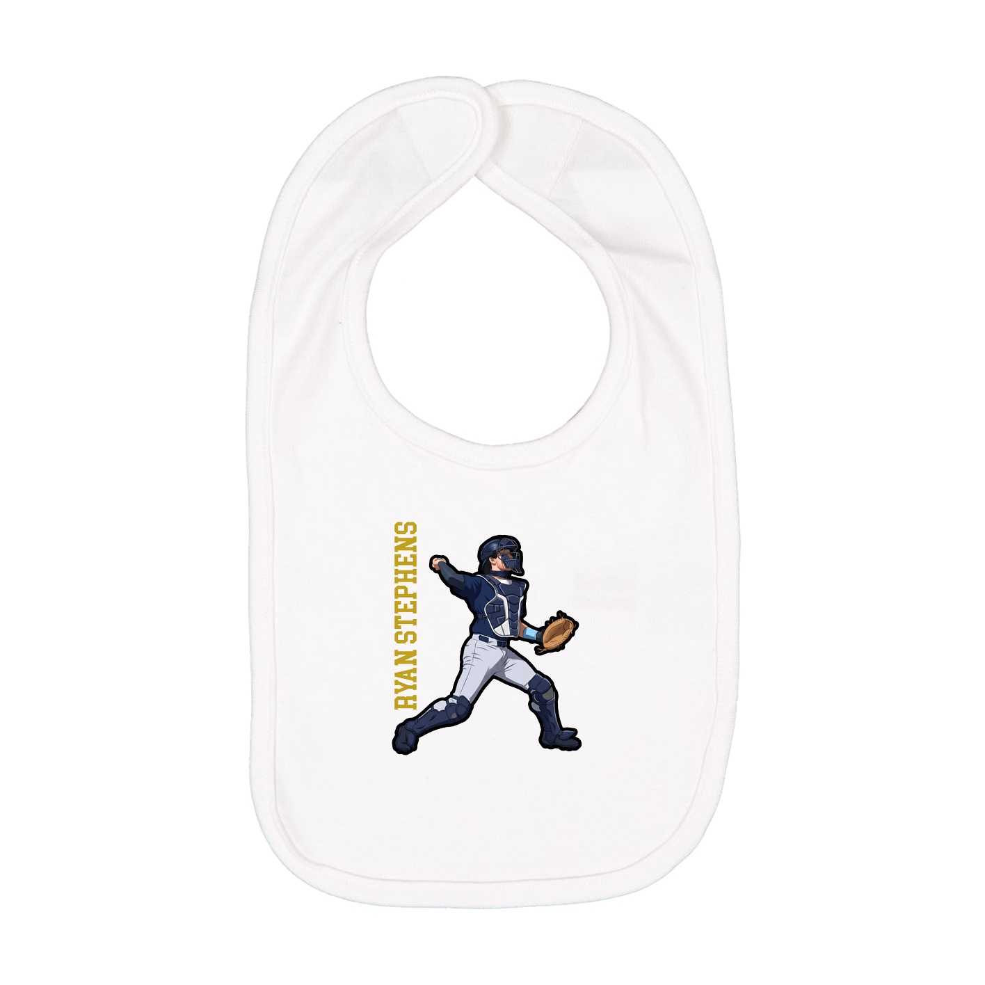 Infant Bib — Name Vertical in White