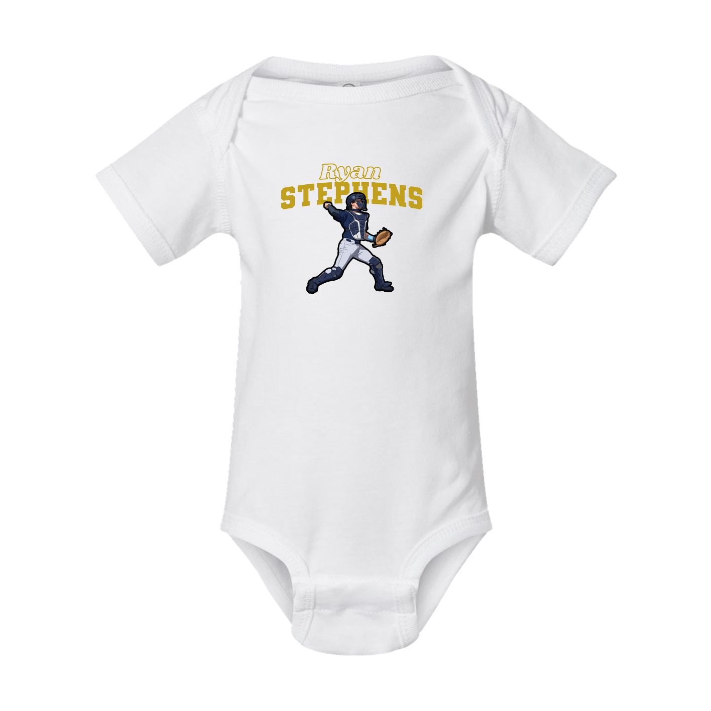 Baby Onesie — Name Arch in White