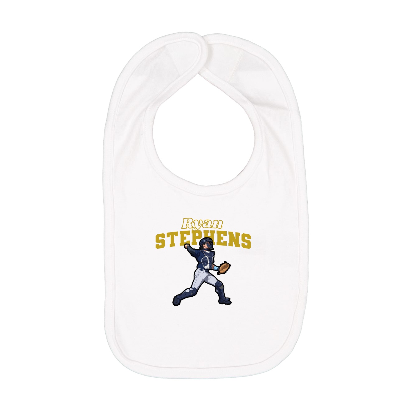 Infant Bib — Name Arch in White