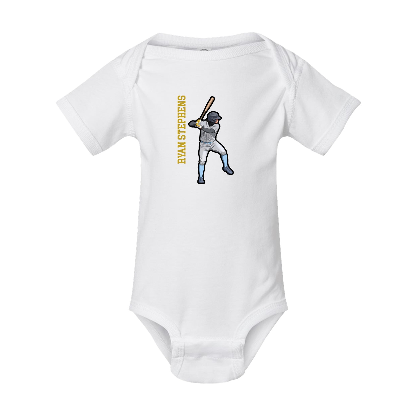 Baby Onesie — Name Vertical in White