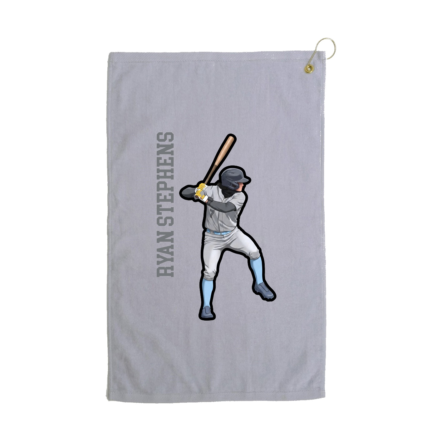Golf Towel — Name Vertical in Grey