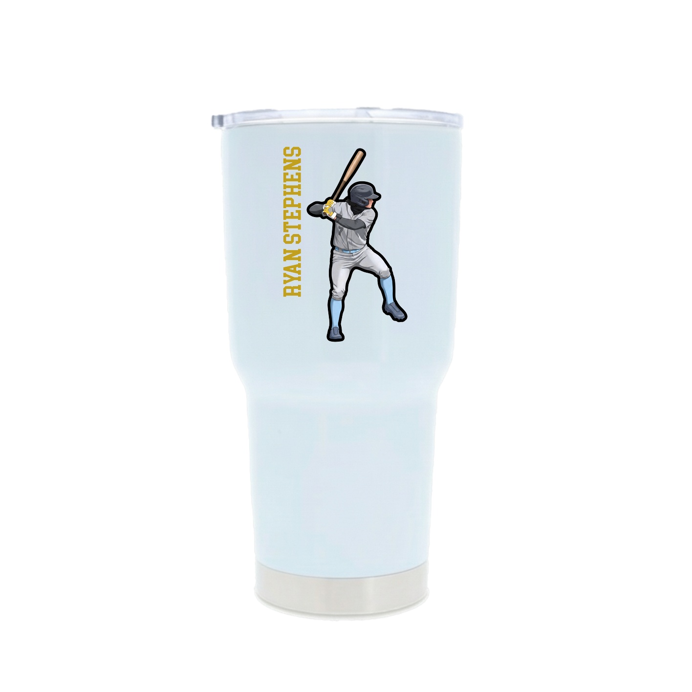 30oz Stainless Steel Tumbler — Name Vertical in White