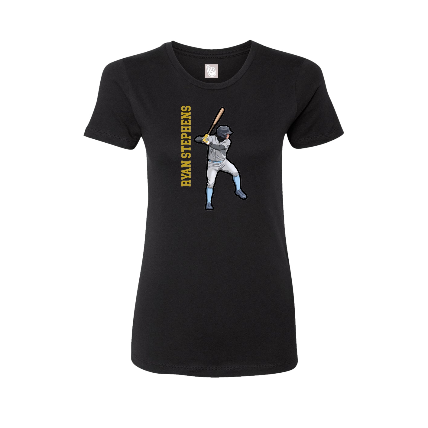 Fitted Women's Tee — Name Vertical in Black