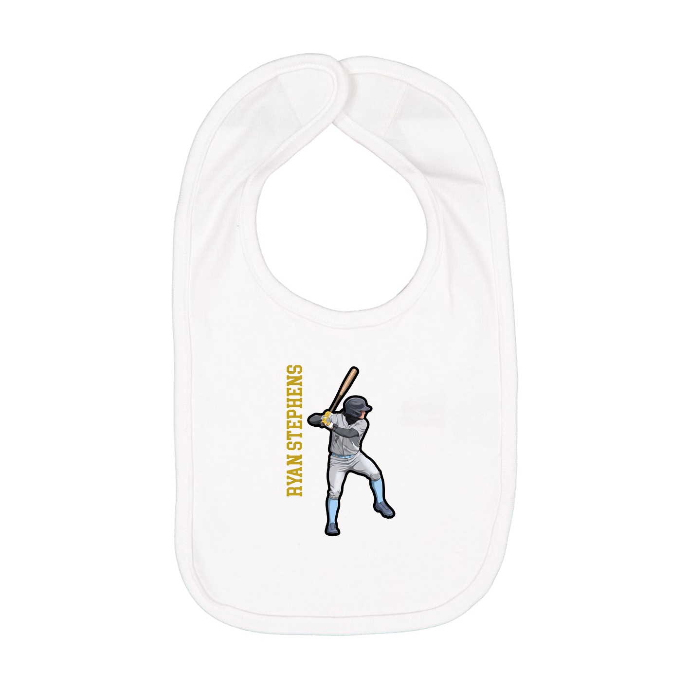 Infant Bib — Name Vertical in White
