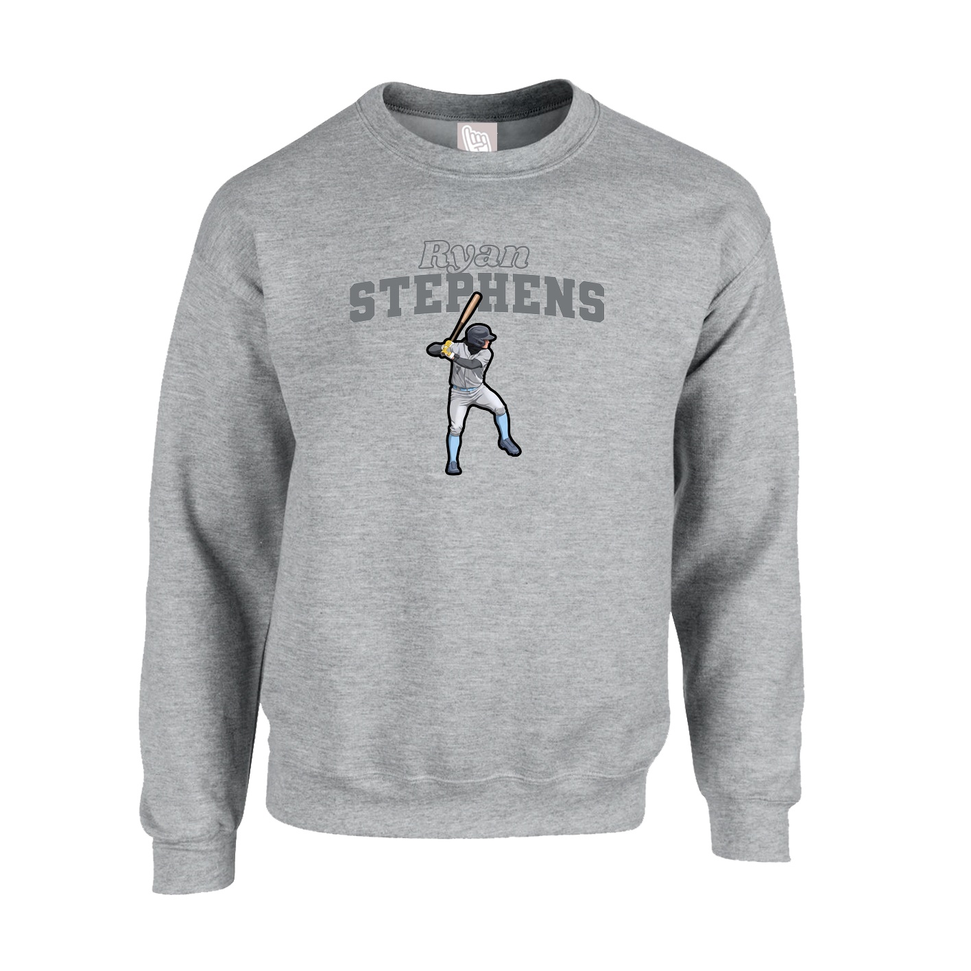 Fleece Crew — Name Arch in Grey