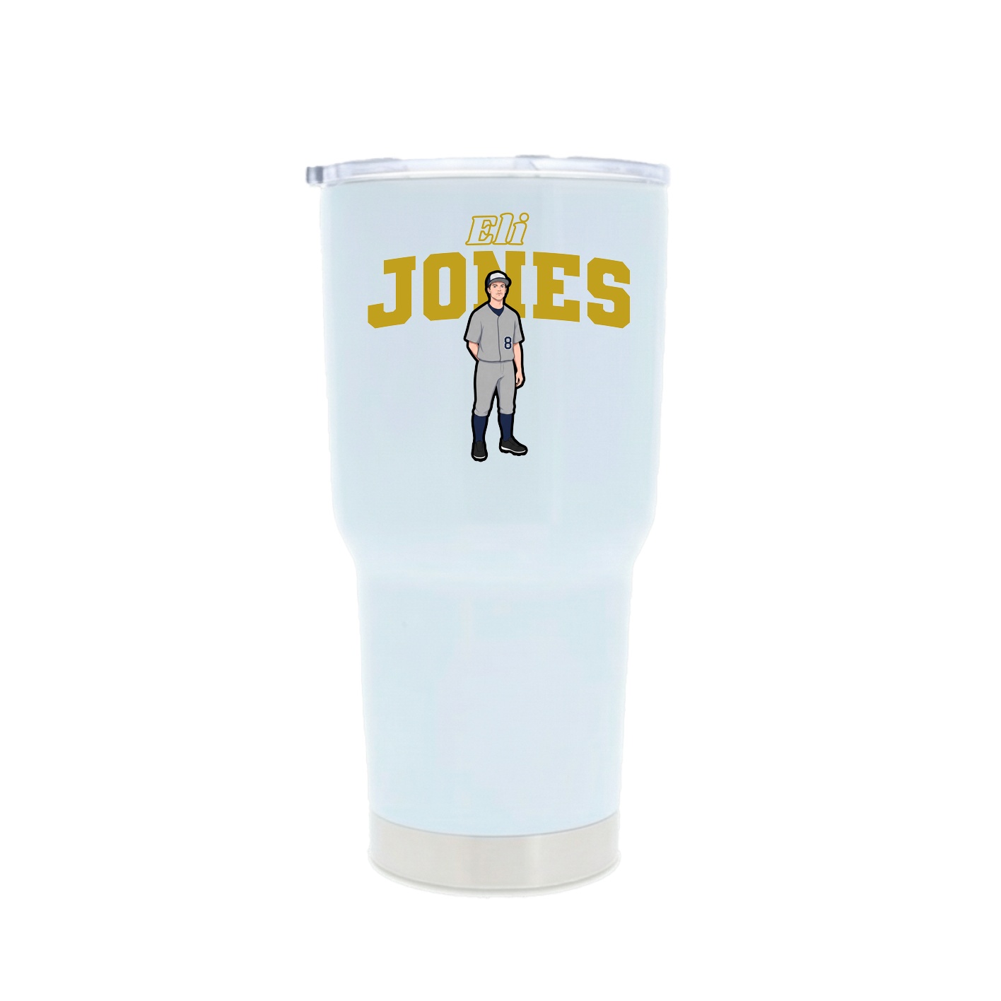 30oz Stainless Steel Tumbler — Name Arch in White