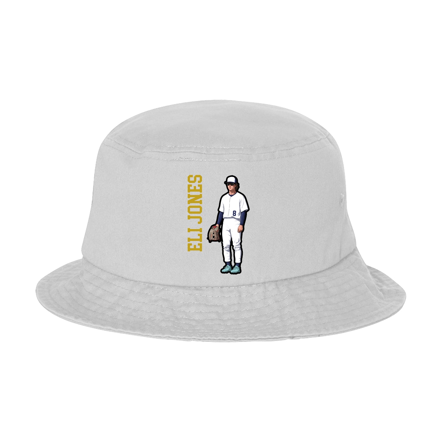Bucket Cap — Name Vertical in White