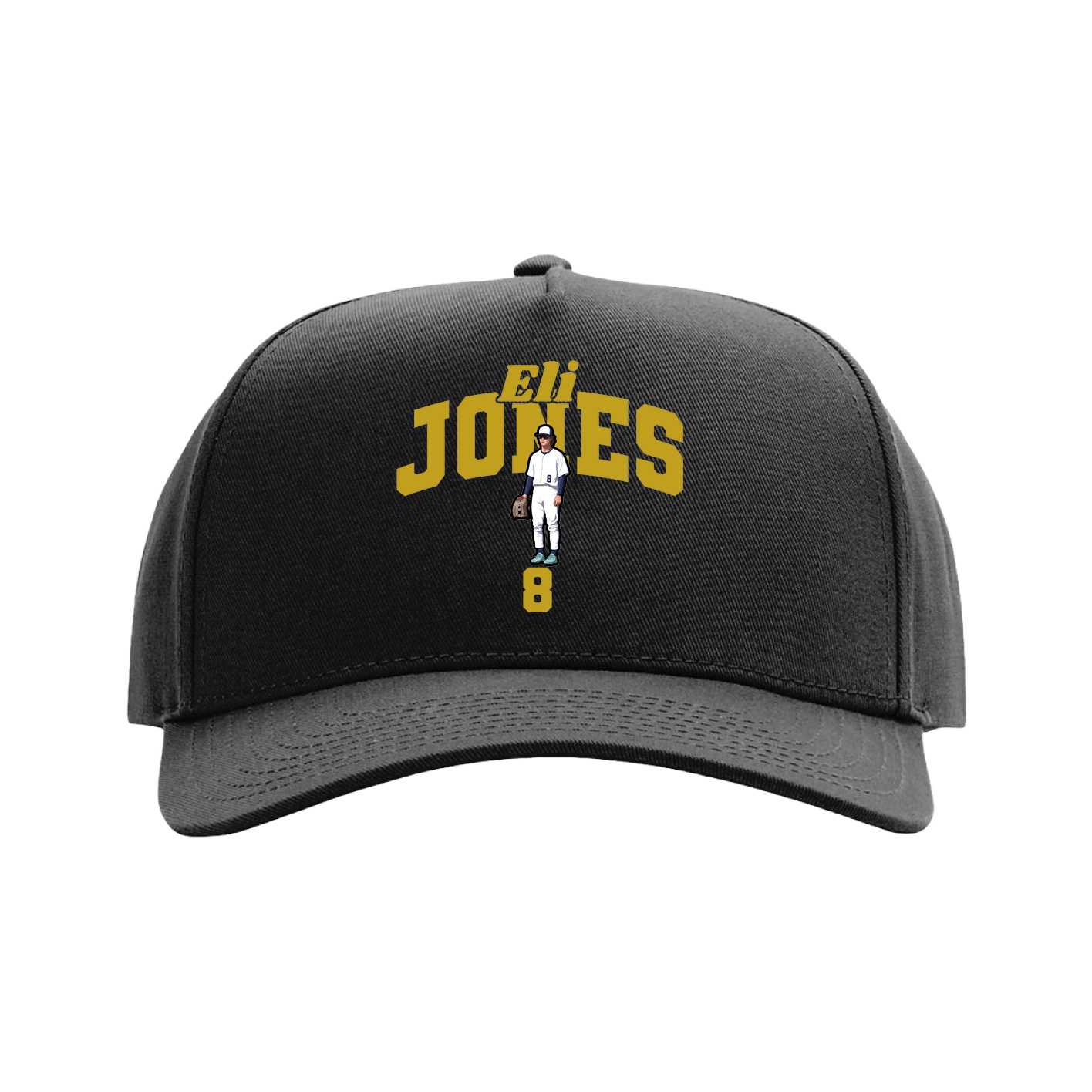 Full Fabric Five-Panel Champ Cap — Signature Arch in Black
