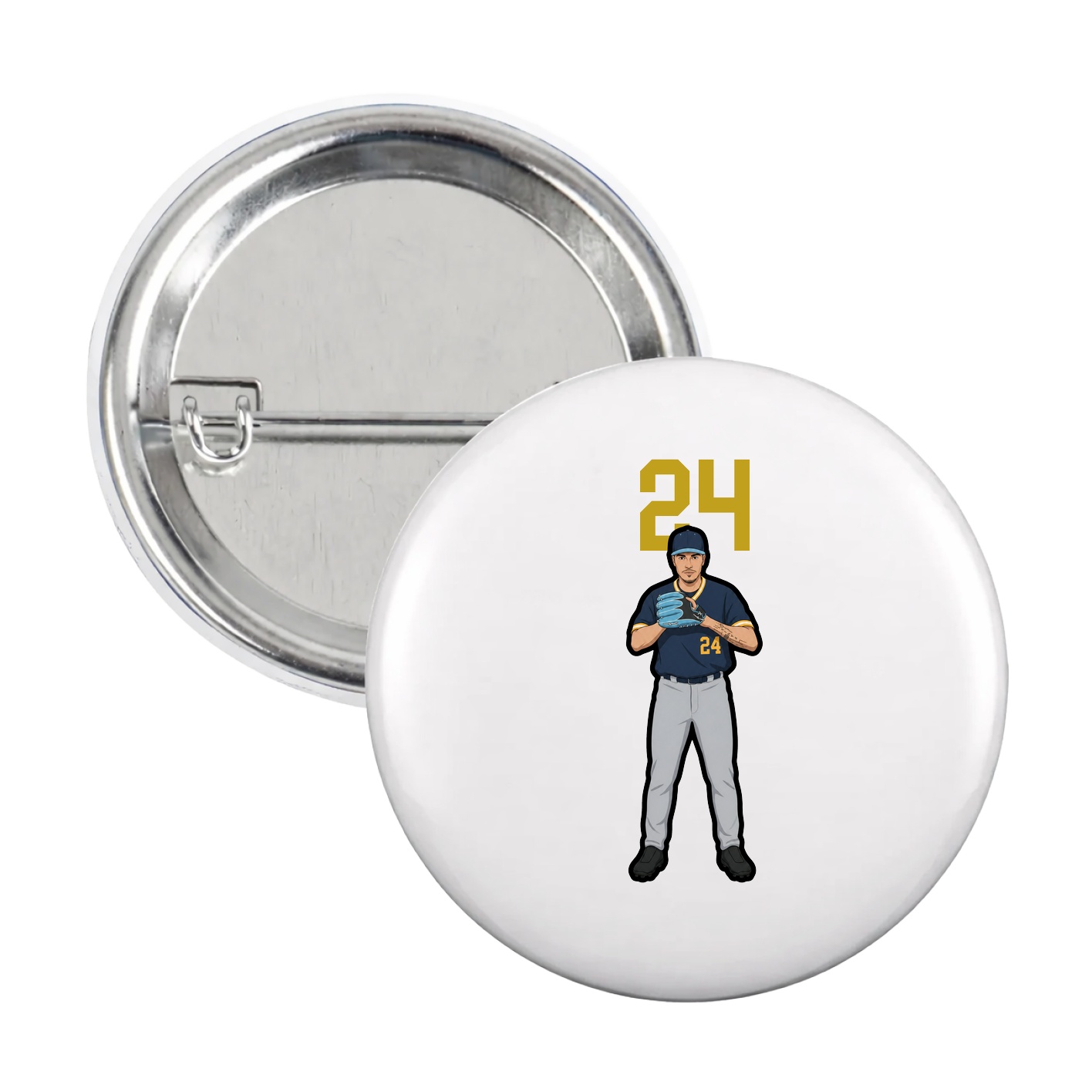Game Day Button — Number Top in White