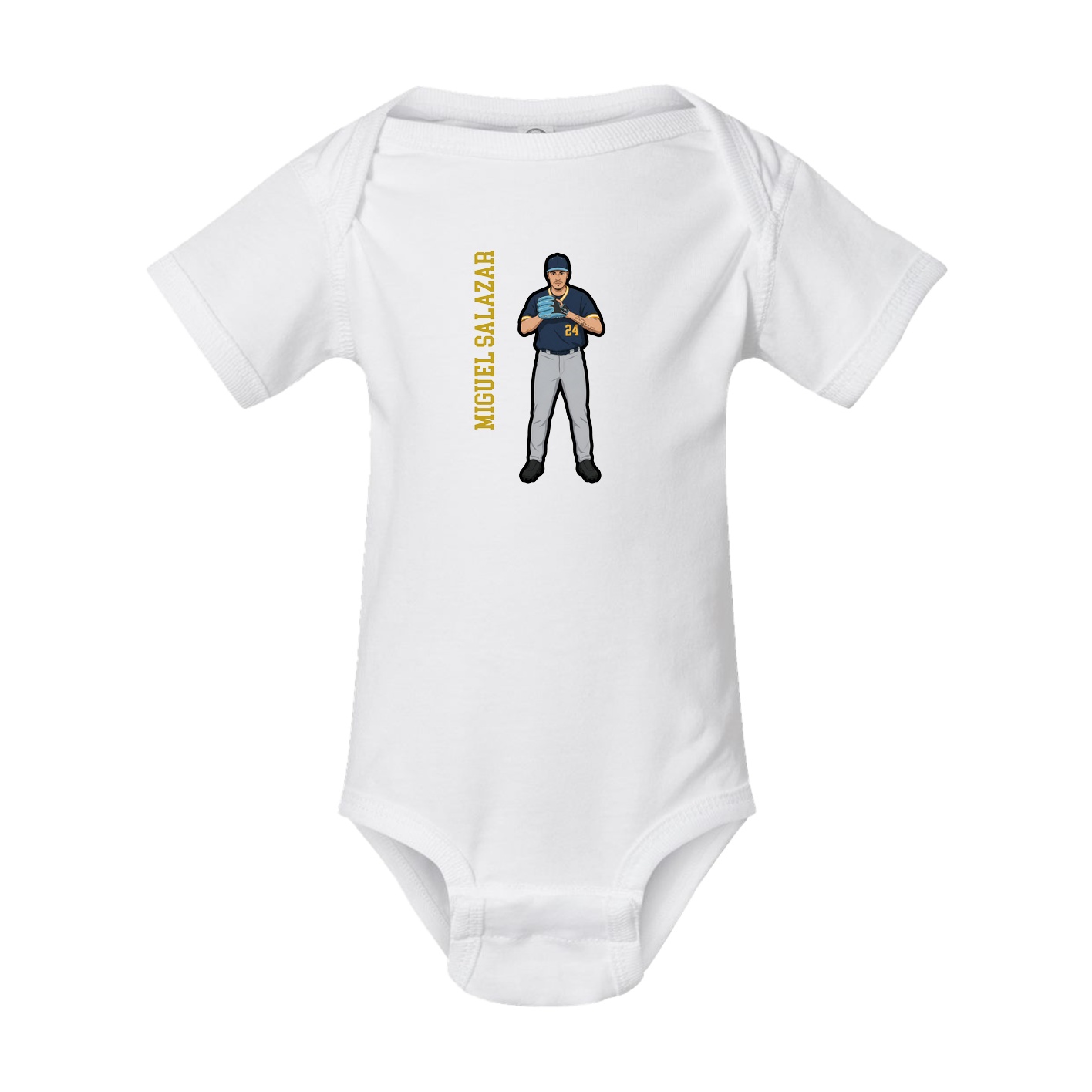 Baby Onesie — Name Vertical in White