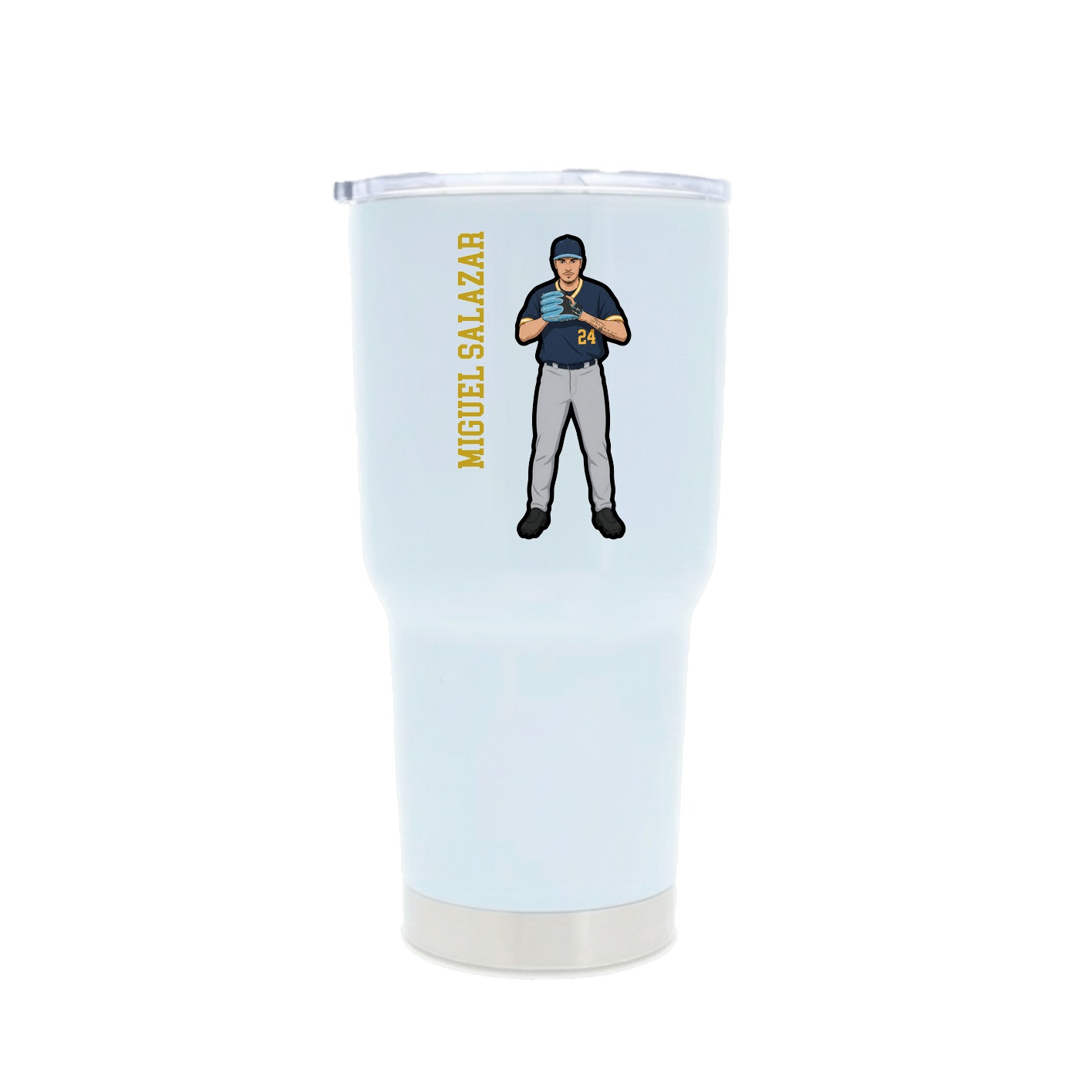 30oz Stainless Steel Tumbler — Name Vertical in White