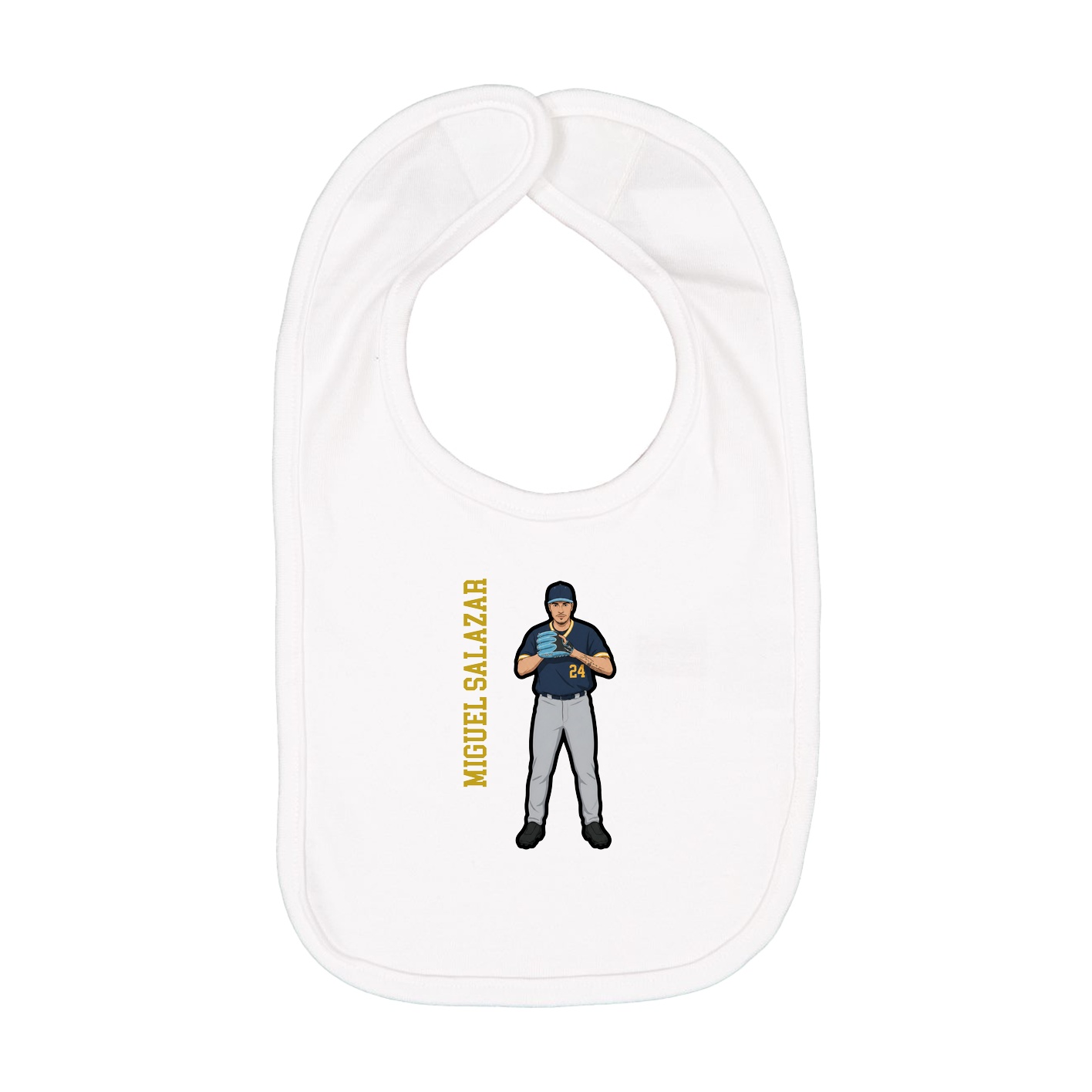 Infant Bib — Name Vertical in White