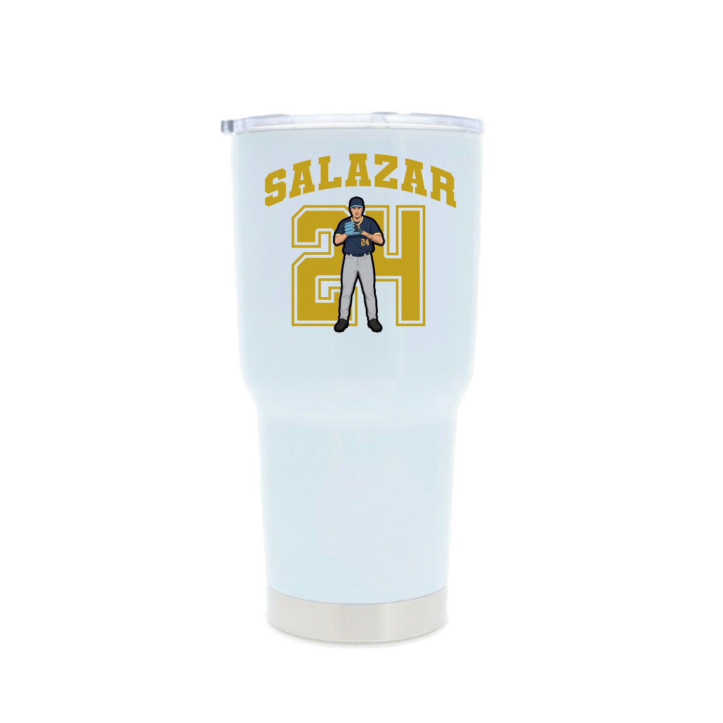 30oz Stainless Steel Tumbler — Number in White