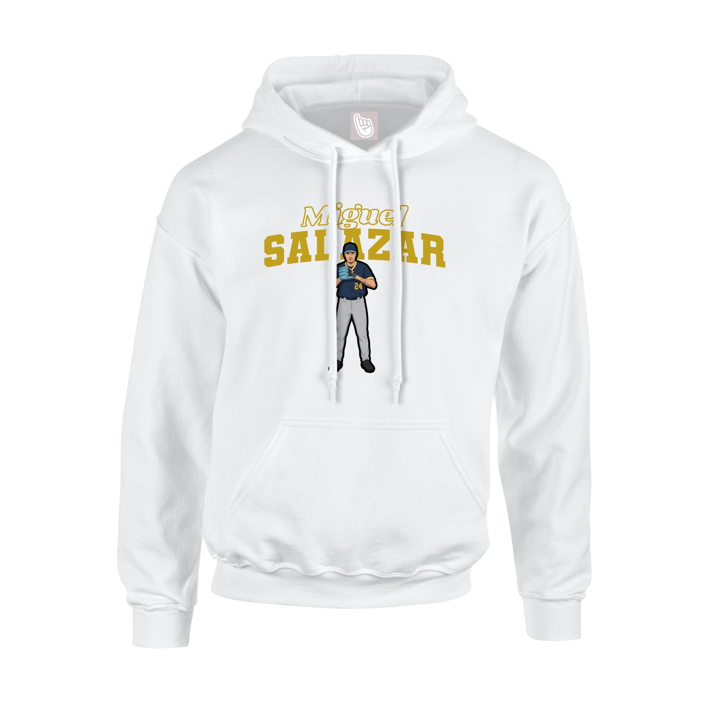 Youth Hoodie — Name Arch in White