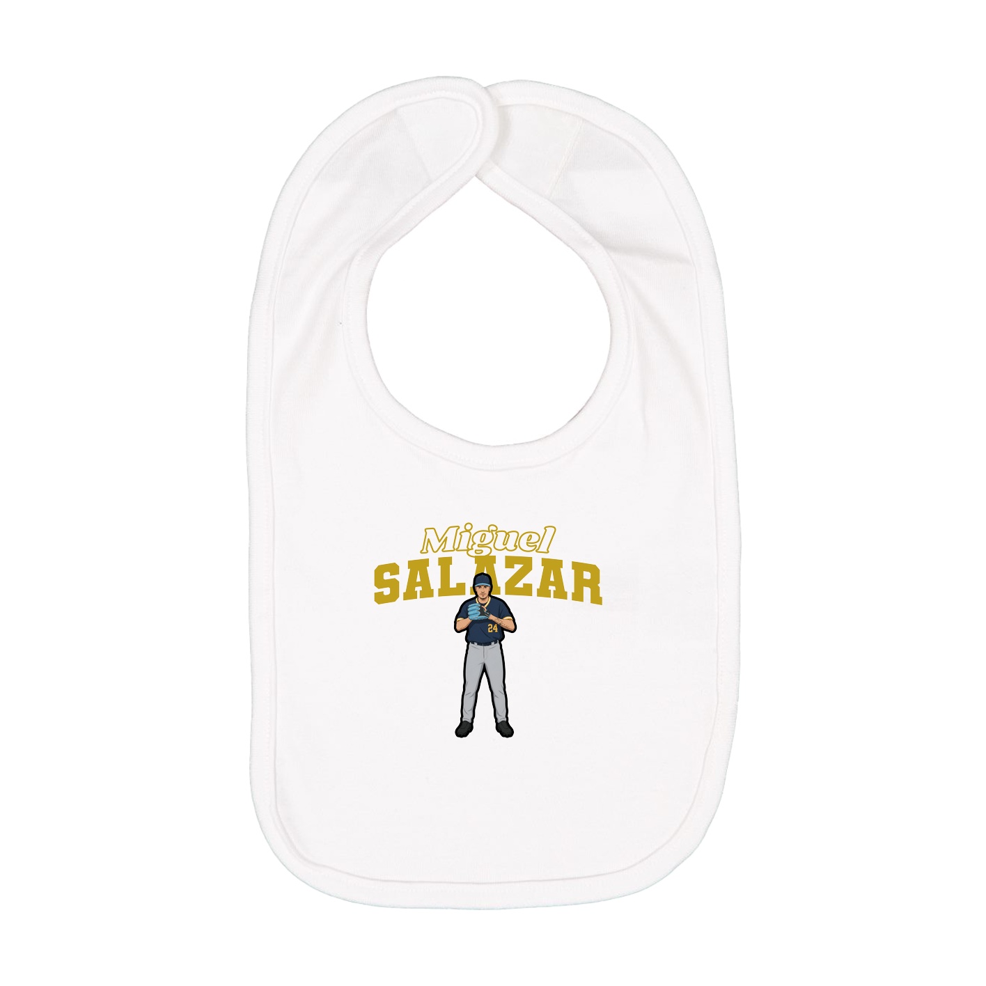 Infant Bib — Name Arch in White