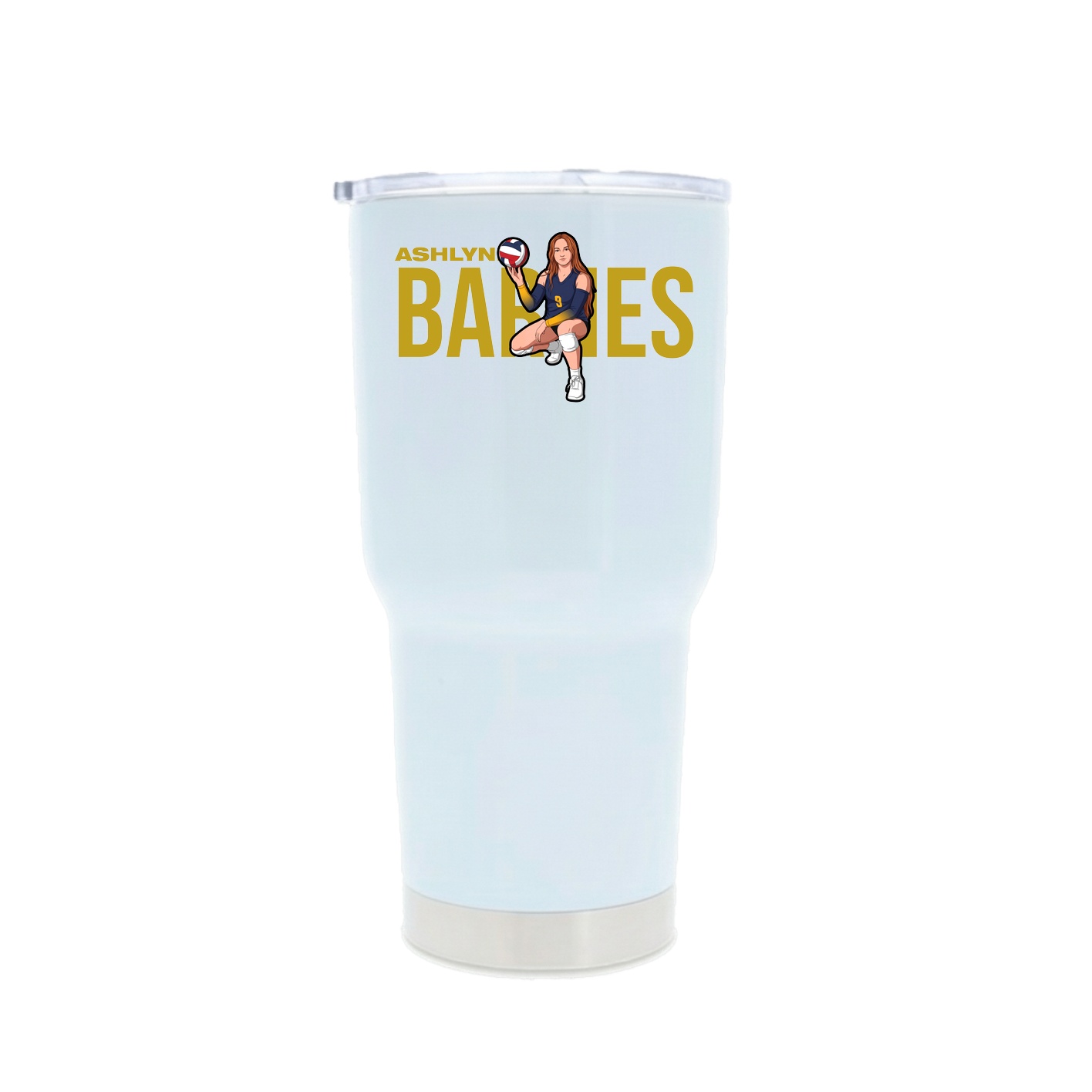 30oz Stainless Steel Tumbler — Player Name in White