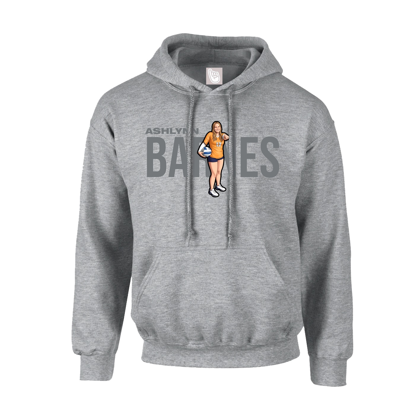Hoodie — Player Name in Grey