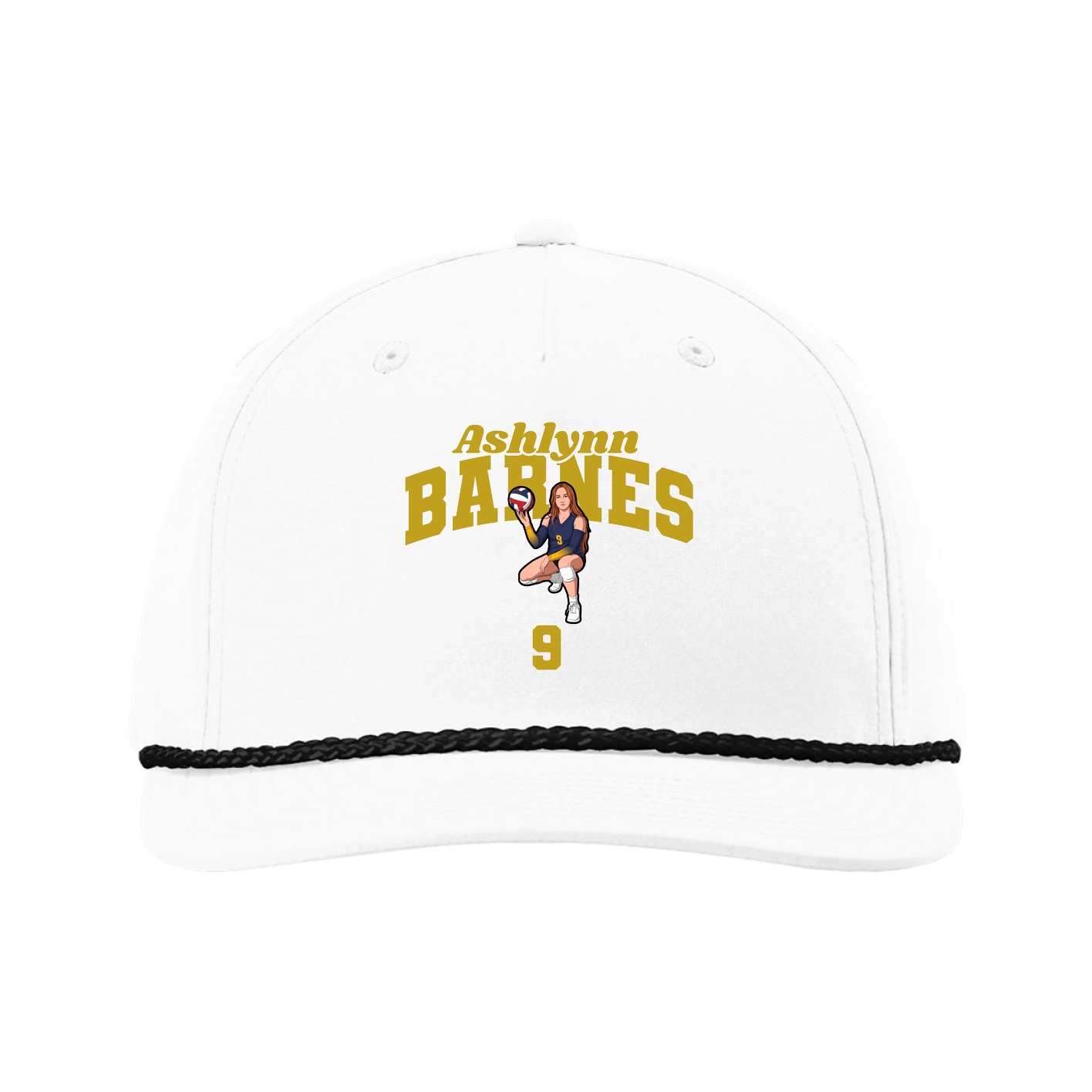 Five-Panel Classic Rope Cap — Signature Arch in White