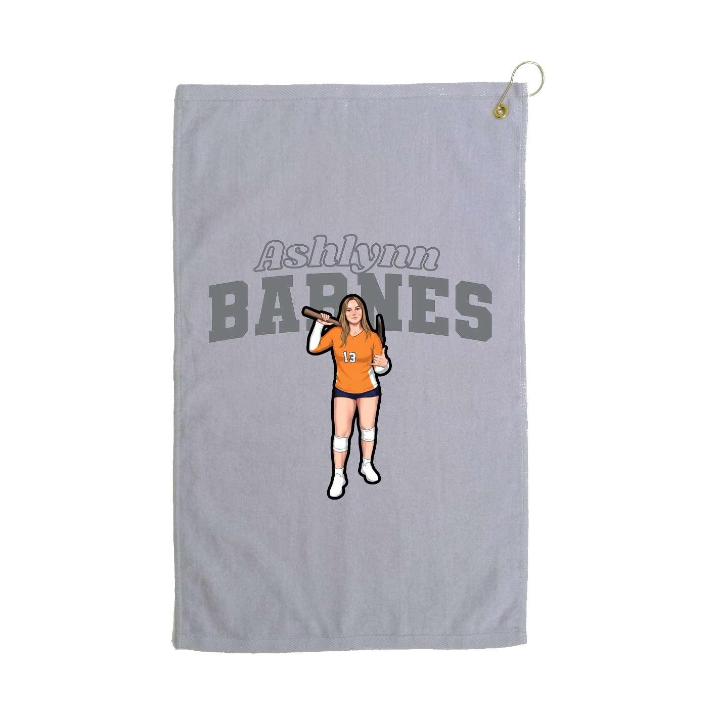 Golf Towel — Name Arch in Grey