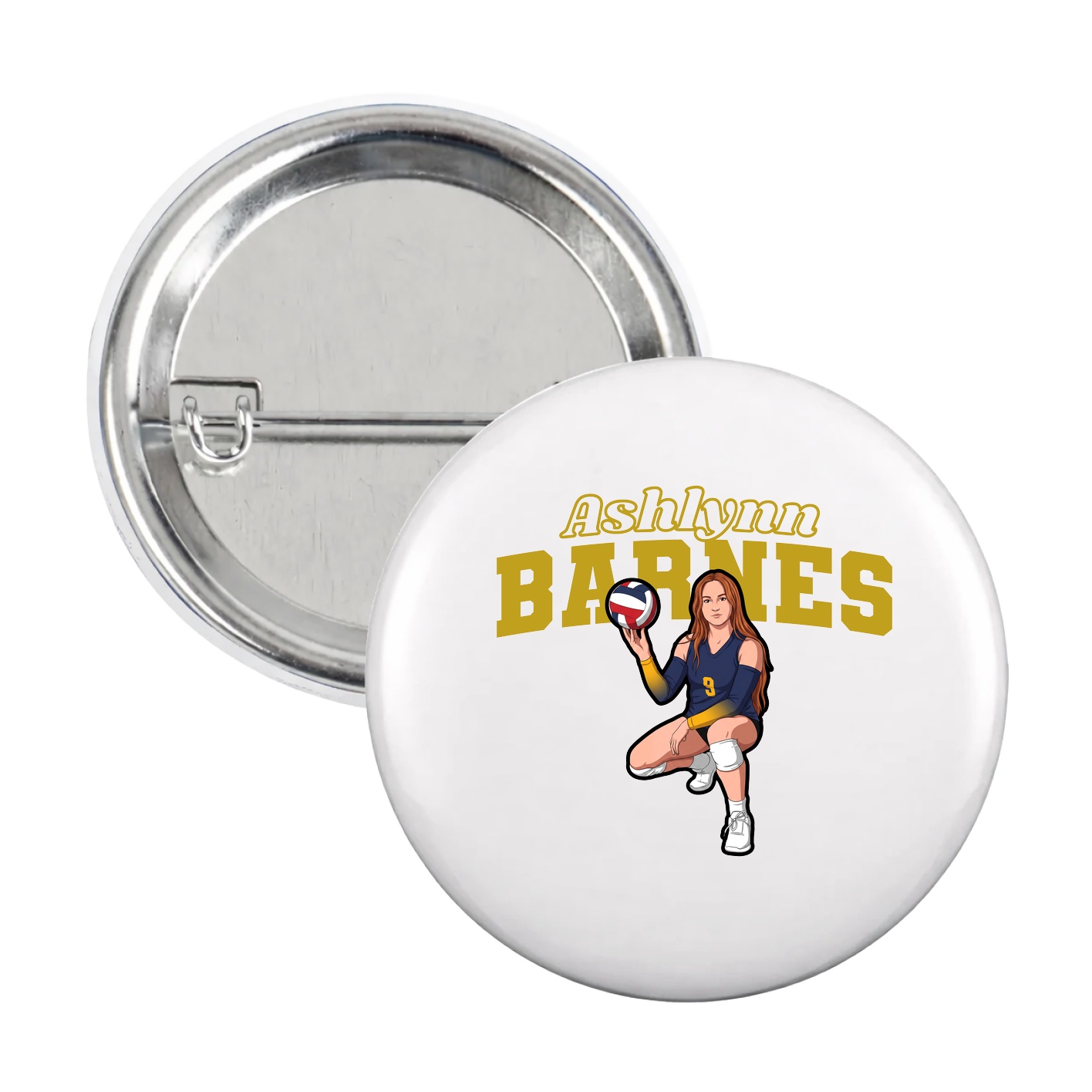 Game Day Button — Name Arch in White