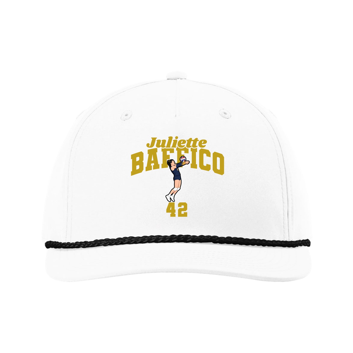 Five-Panel Classic Rope Cap — Signature Arch in White