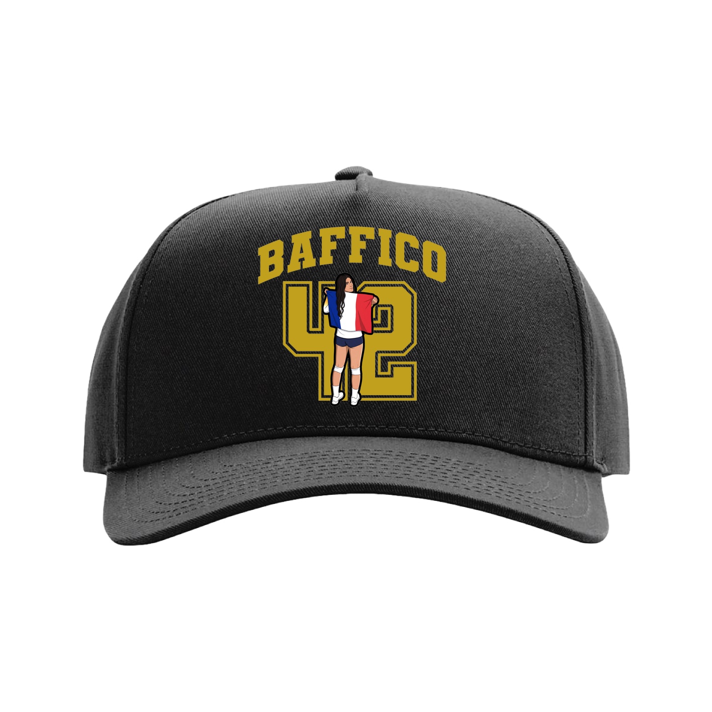 Full Fabric Five-Panel Champ Cap — Number in Black