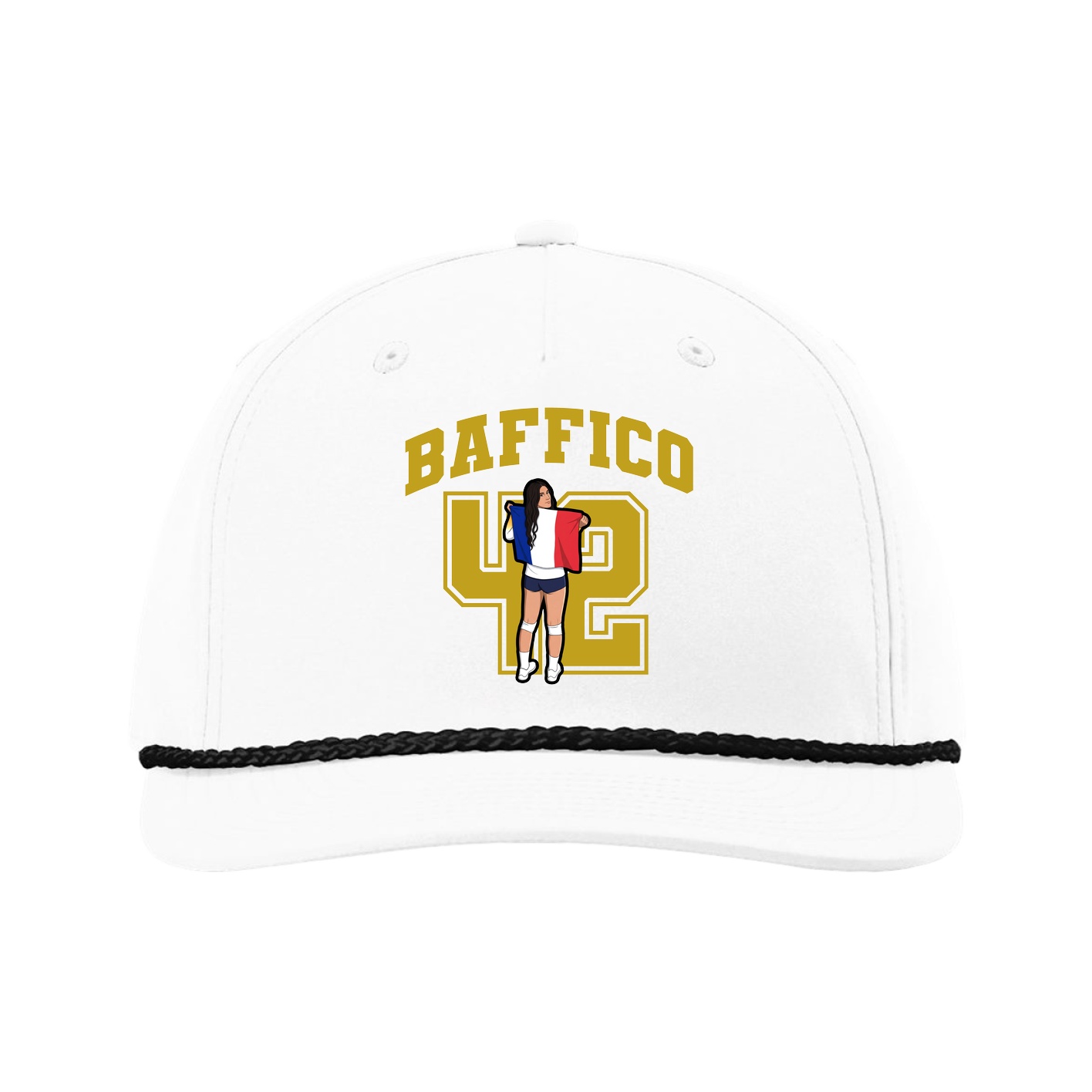 Five-Panel Classic Rope Cap — Number in White