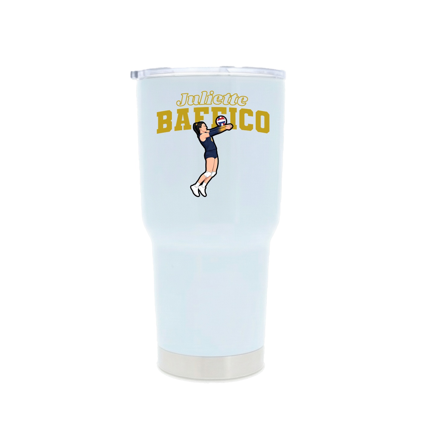 30oz Stainless Steel Tumbler — Name Arch in White