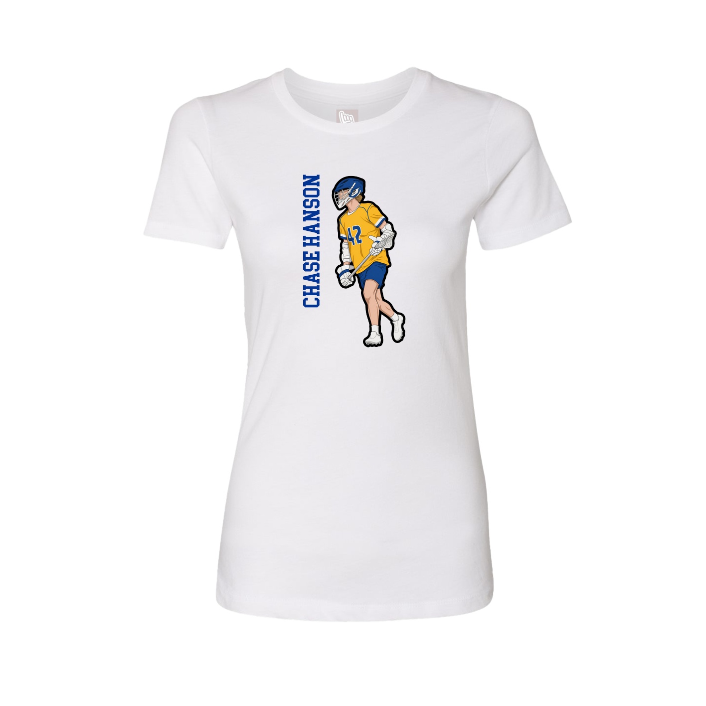 Fitted Women's Tee — Name Vertical in White