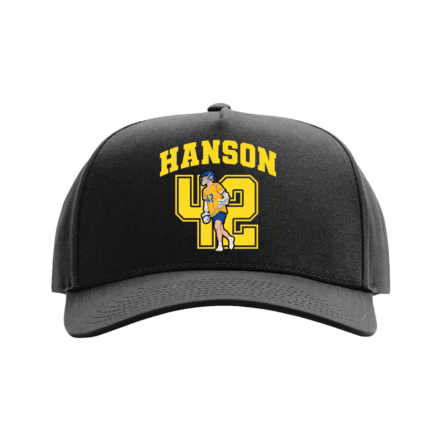 Full Fabric Five-Panel Champ Cap — Number in Black