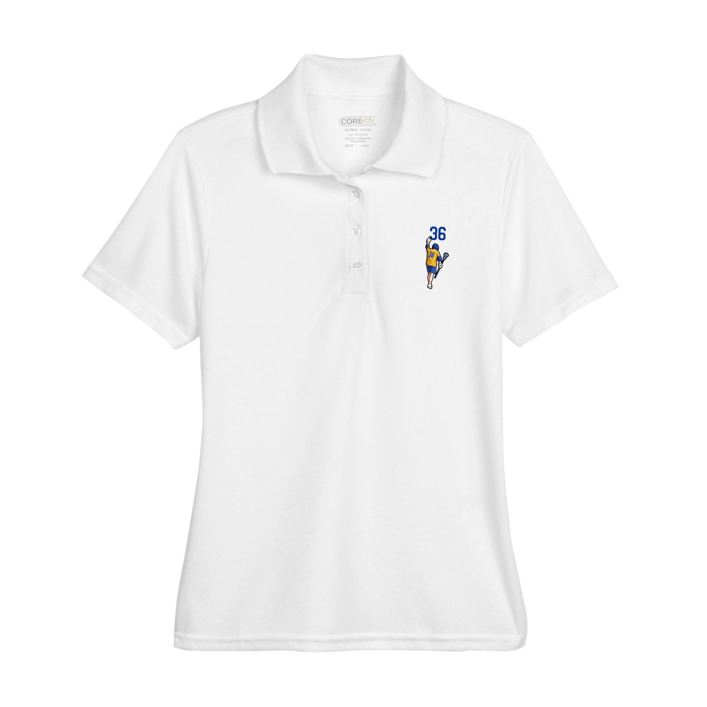 Womens Performance Polo — Number Top in White