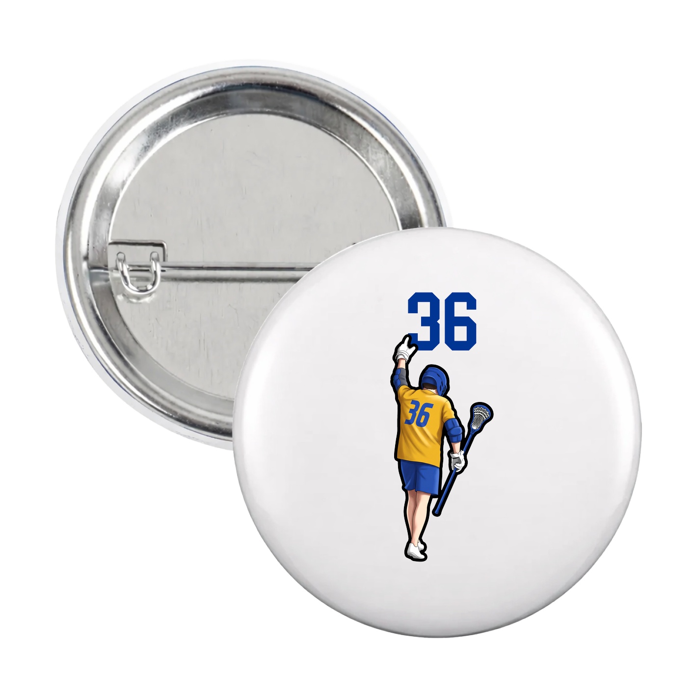 Game Day Button — Number Top in White