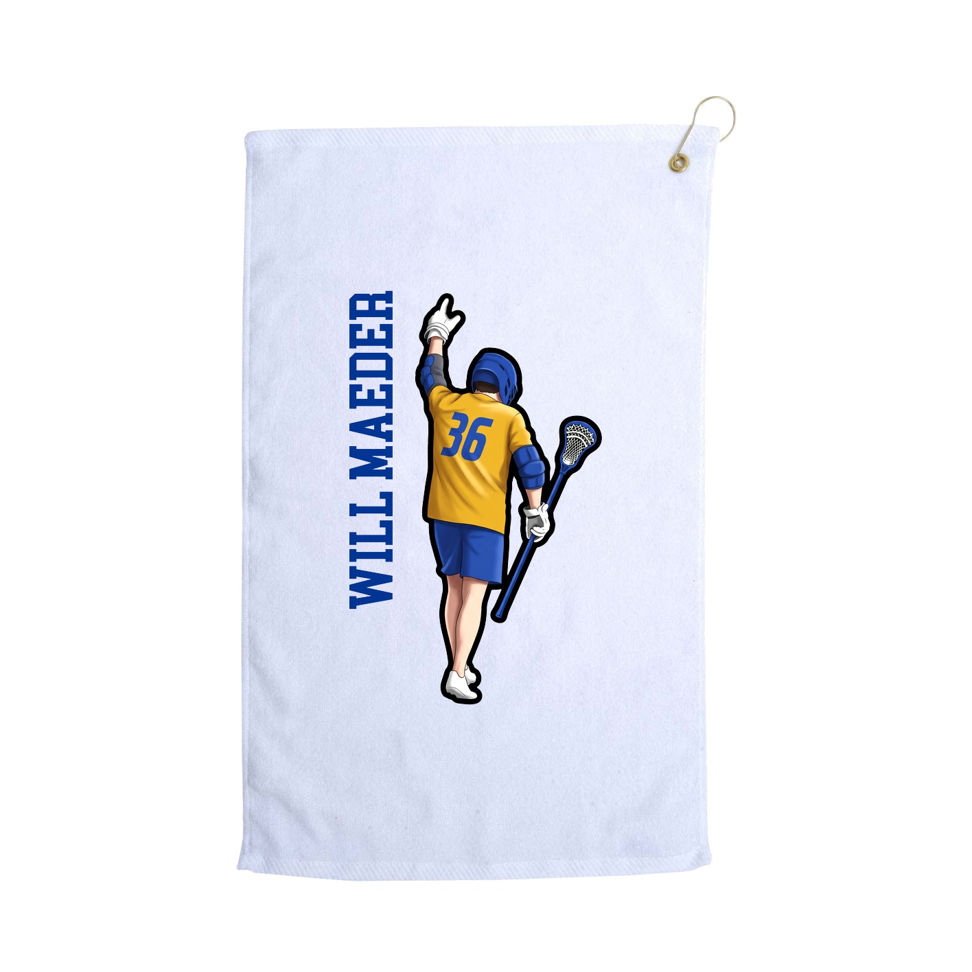 Golf Towel — Name Vertical in White