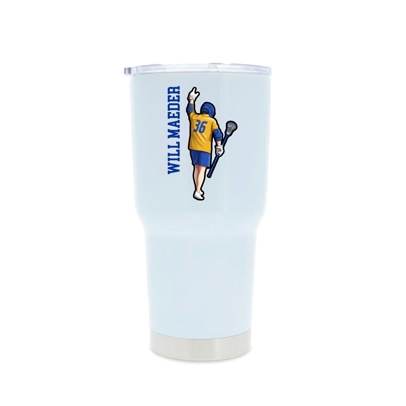30oz Stainless Steel Tumbler — Name Vertical in White