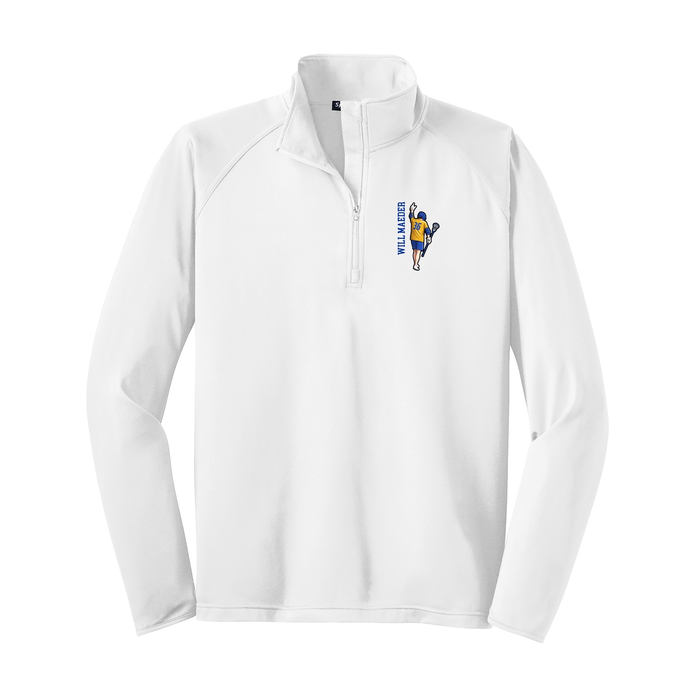 Q-Zip Pullover — Name Vertical in White