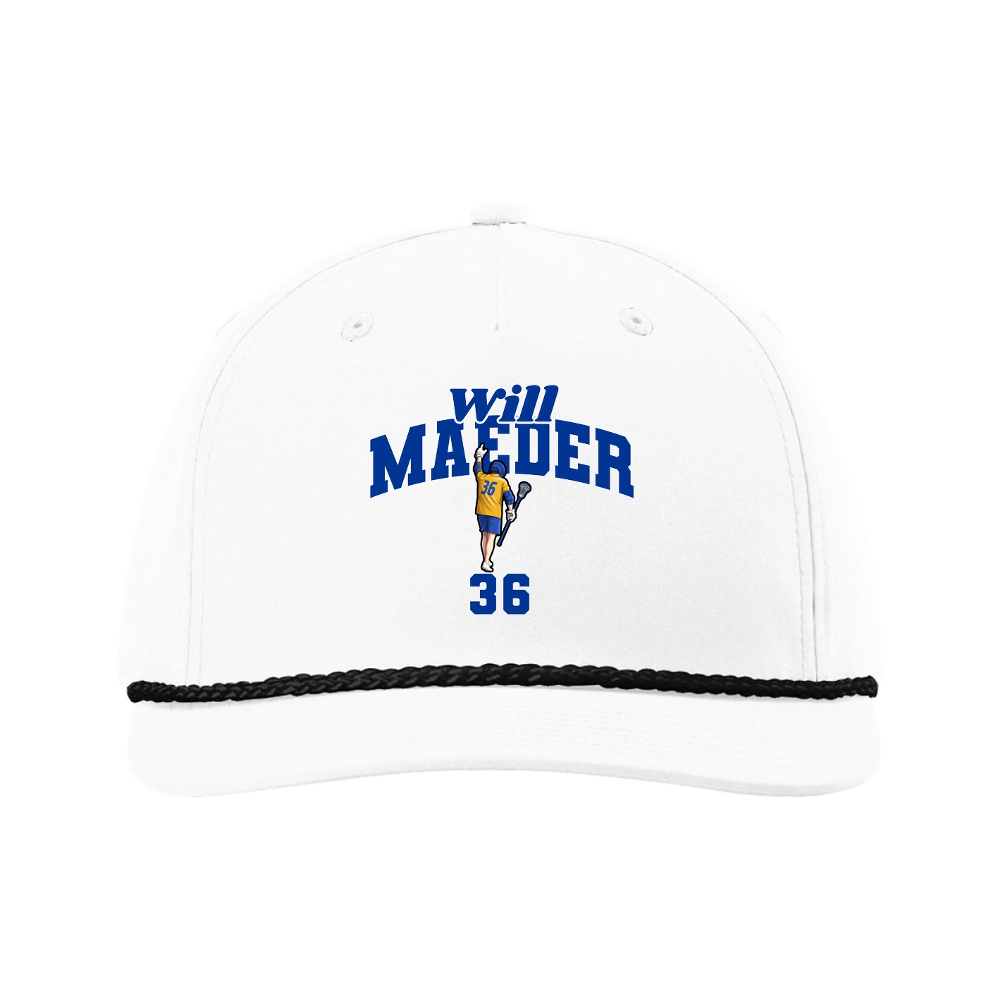 Five-Panel Classic Rope Cap — Signature Arch in White