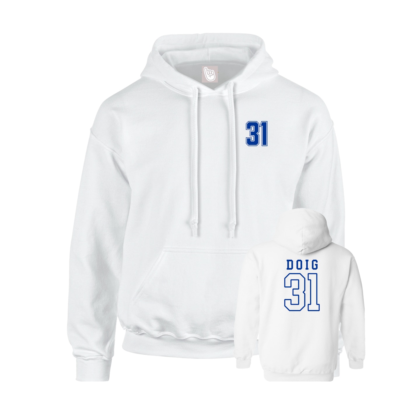 Youth Hoodie — Chest Back in White