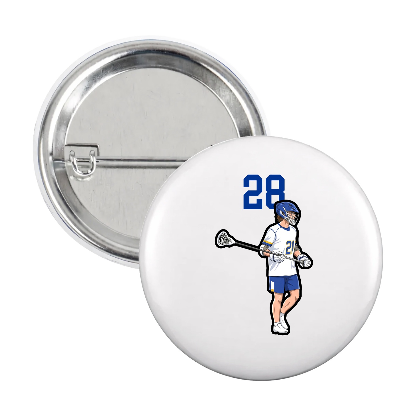 Game Day Button — Number Top in White