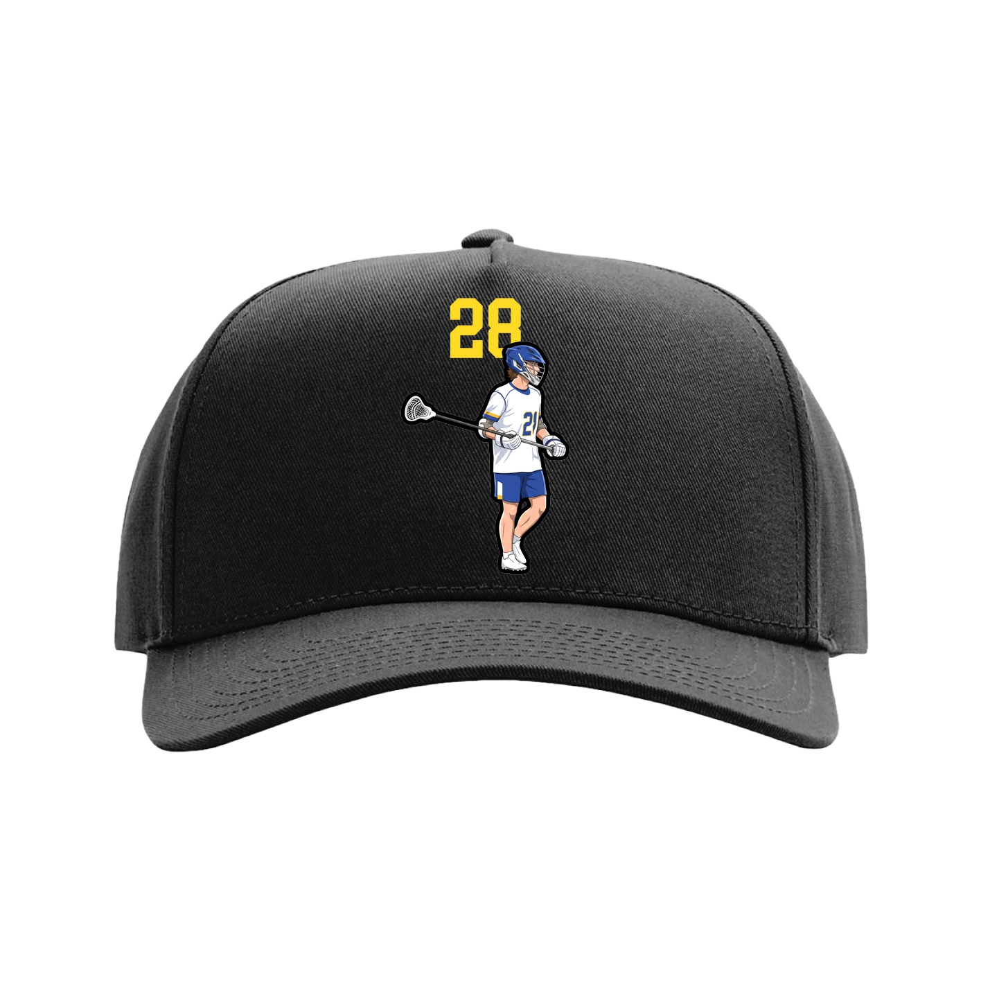 Full Fabric Five-Panel Champ Cap — Number Top in Black