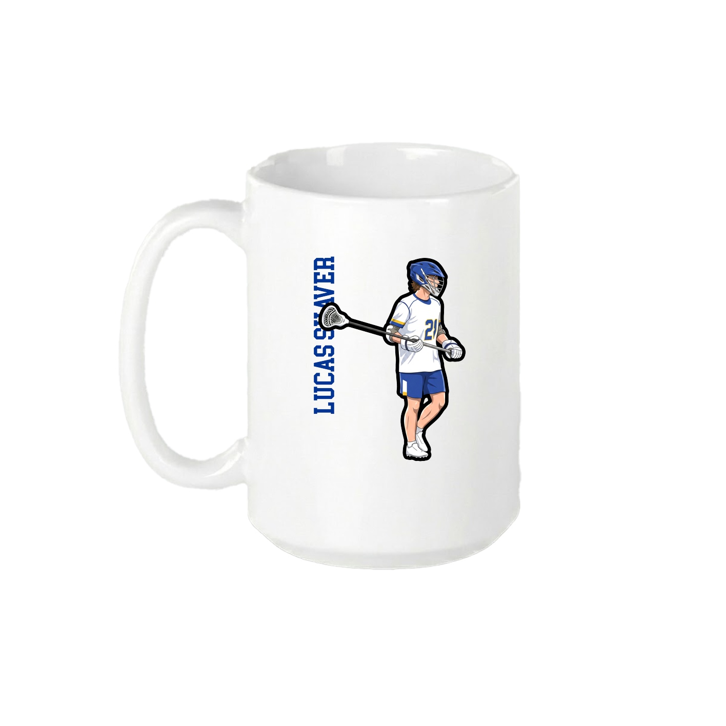 15oz Coffee Mug — Name Vertical in White