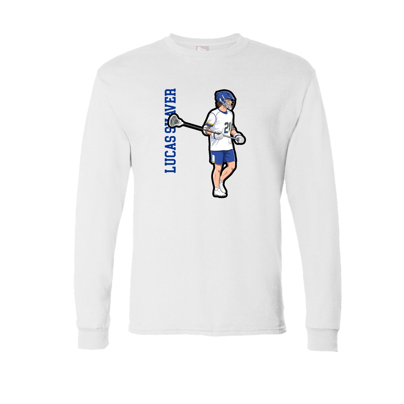 Long Sleeve Tee — Name Vertical in White