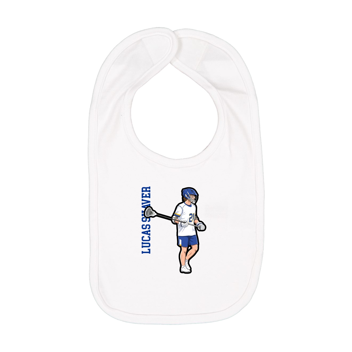 Infant Bib — Name Vertical in White