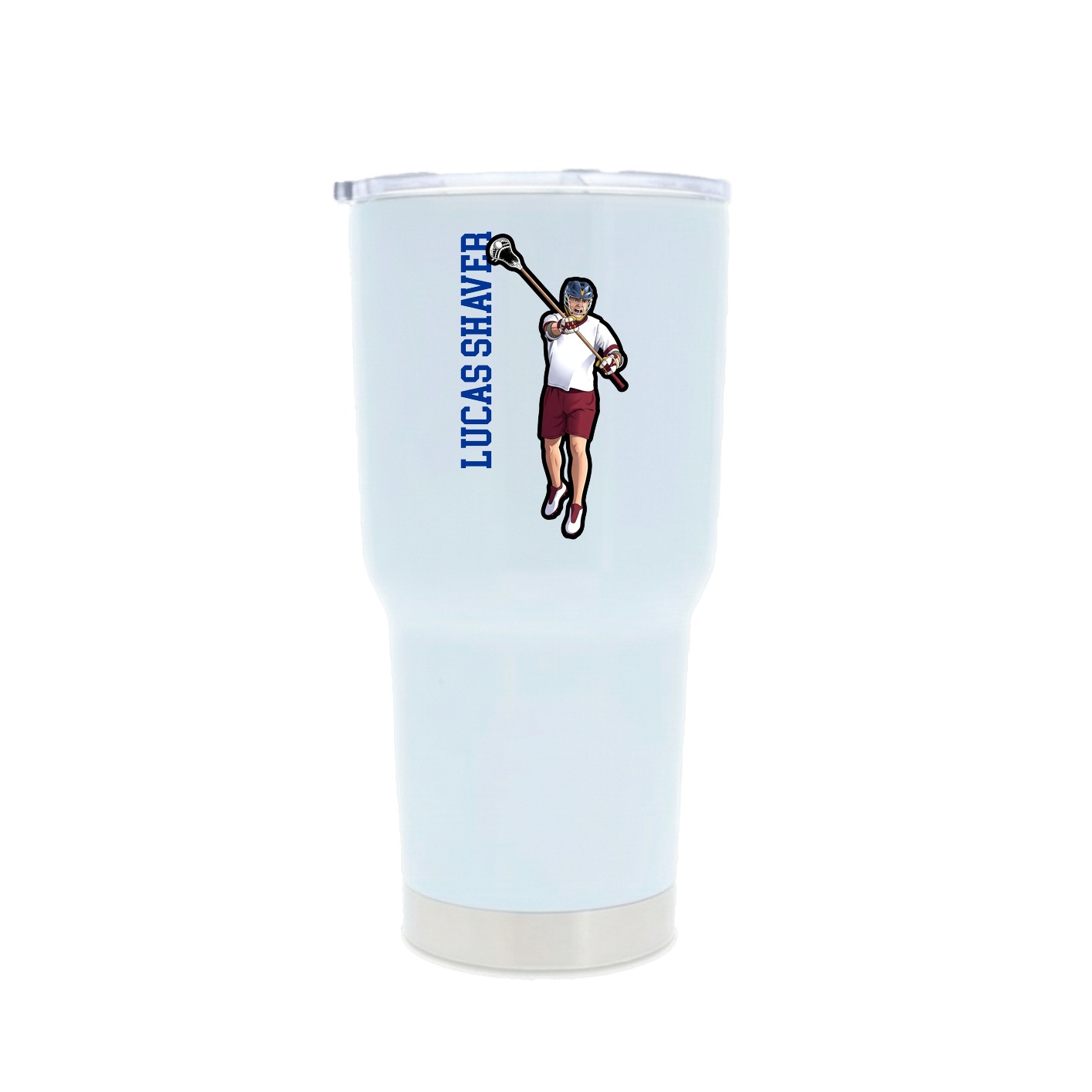 30oz Stainless Steel Tumbler — Name Vertical in White
