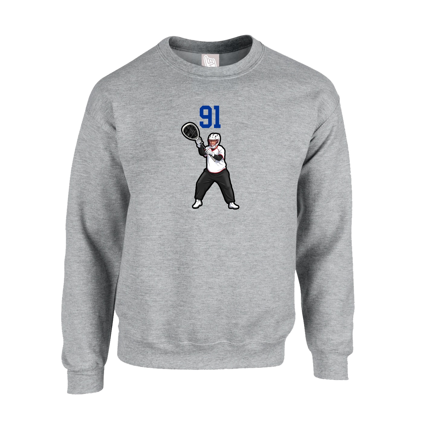 Fleece Crew — Number Top in Grey