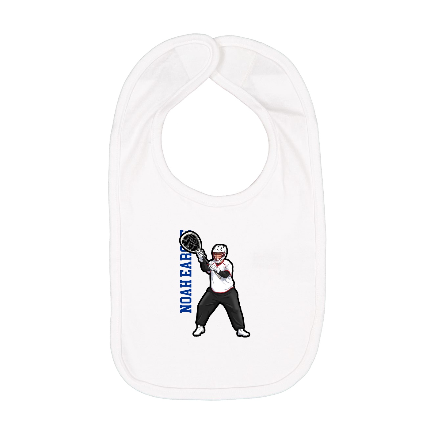 Infant Bib — Name Vertical in White