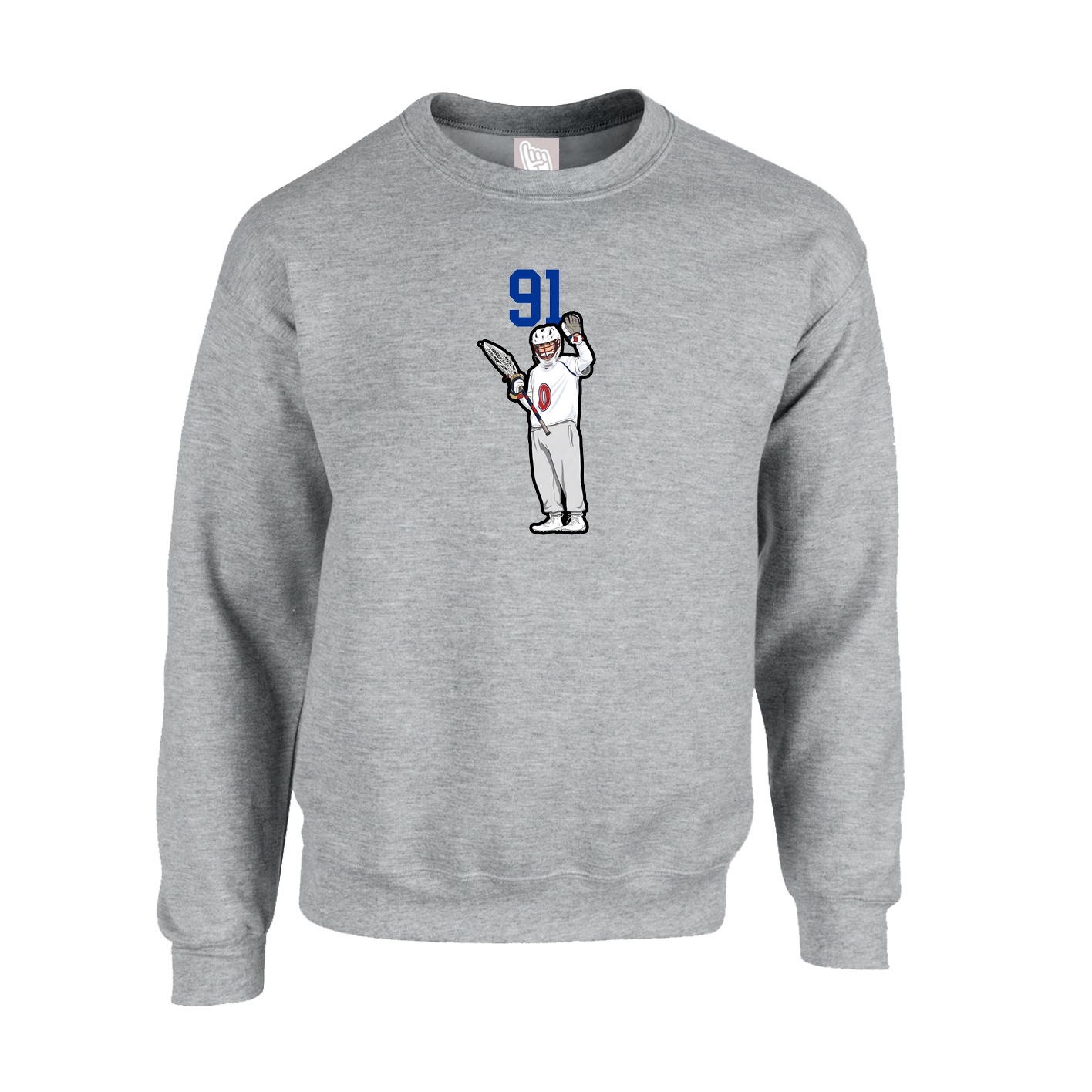 Fleece Crew — Number Top in Grey